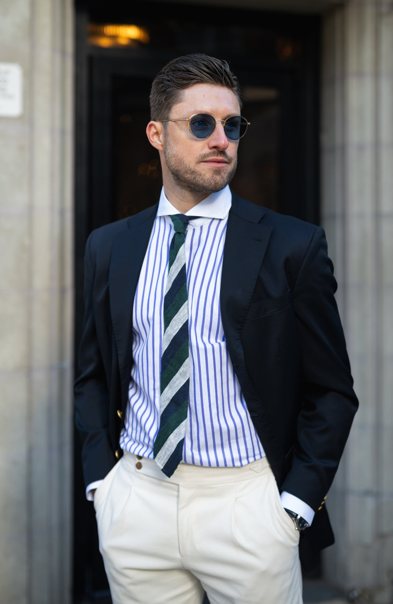 BRISK Purple Wide Stripes Pima Cotton Dress Shirt, Alternate, color, White Cutaway Extreme Collar