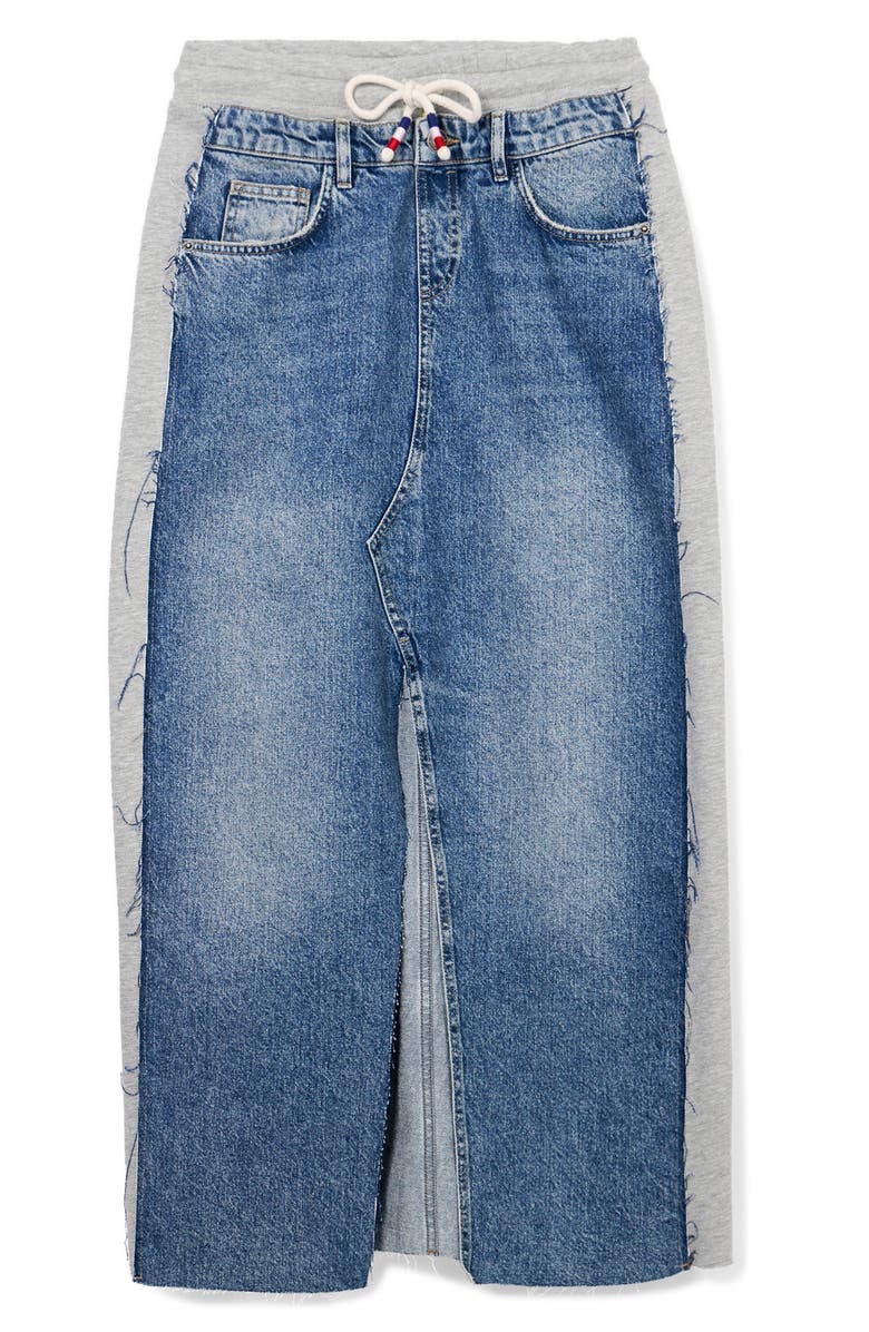 Desigual Pekin Fleece Trim Denim Skirt, Alternate, color, 