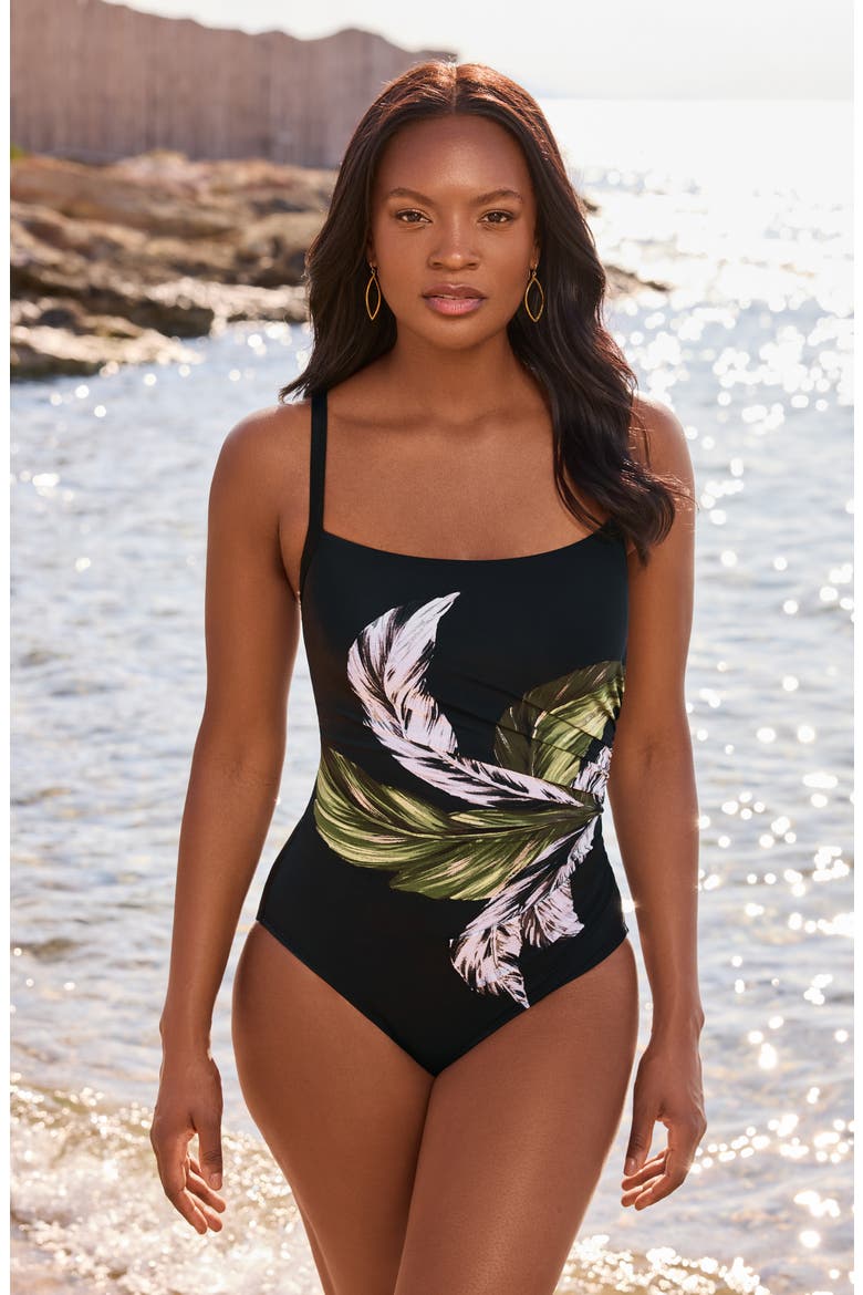 Boca Grande Starr One-Piece Swimsuit, Alternate, color, BLACK/ MULTI