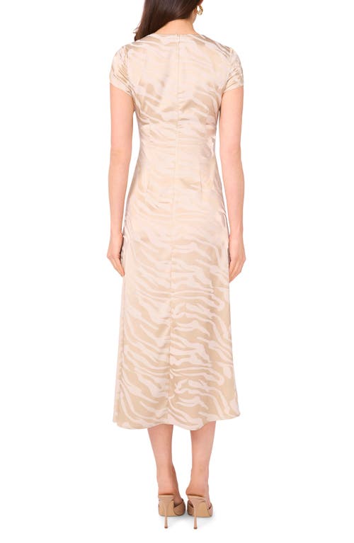 Vince Camuto Zebra Stripe Short Sleeve Midi Dress In Neutral