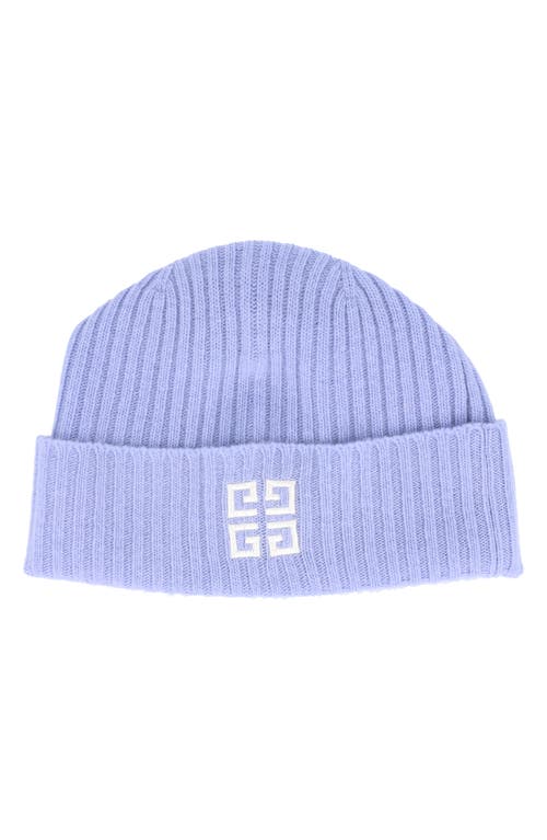 Givenchy Ribbed Embroidered Logo Beanie In Light Blue