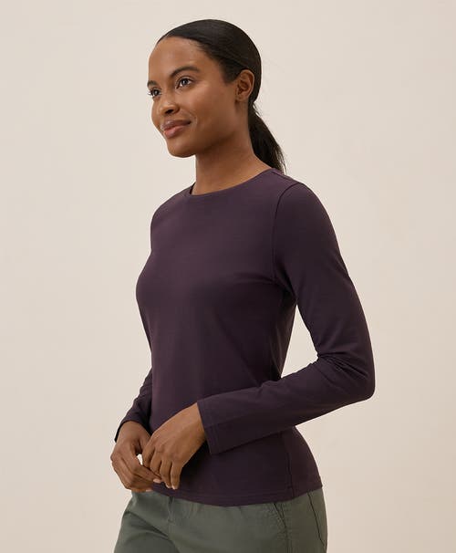 Pact Organic Cotton Luxe Stretch Jersey Slim Long Sleeve Tee In Plum