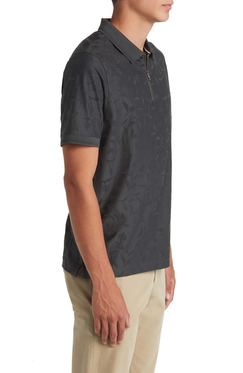 Ted Baker London Floral Jacquard Zip Polo, Alternate, color, 