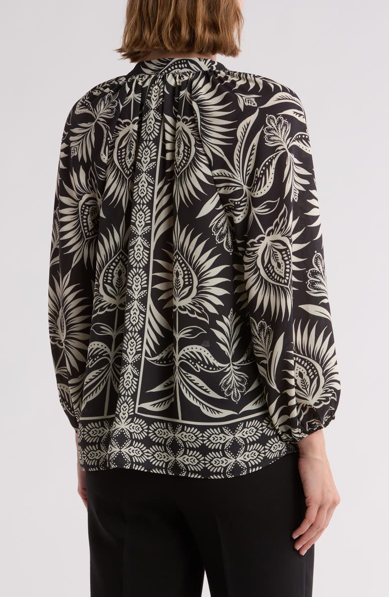 Gemma + Jane Balloon Sleeve Peasant Top, Alternate, color, Black/ Eggshell