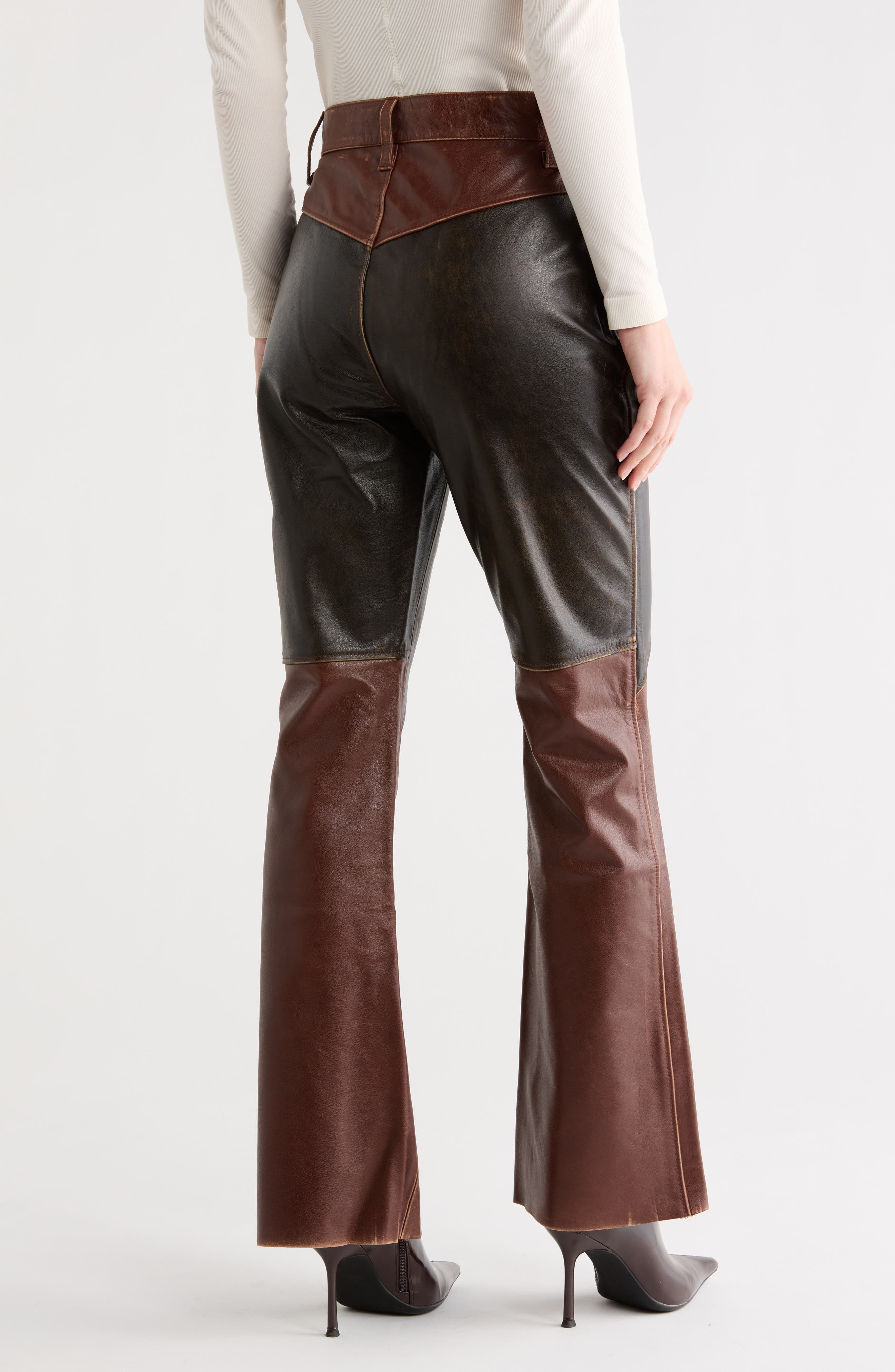 Colorblocked Leather Pants - image 2