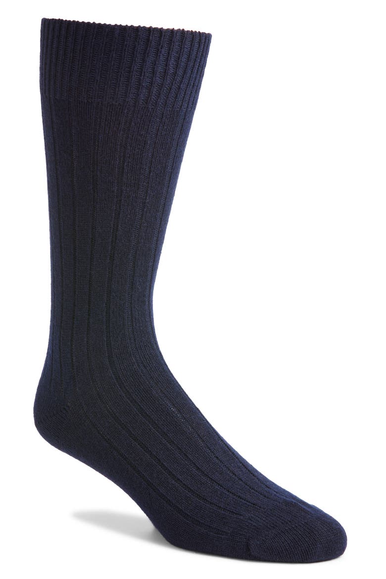 Waddington Cashmere Blend Dress Socks, Main, color, NAVY