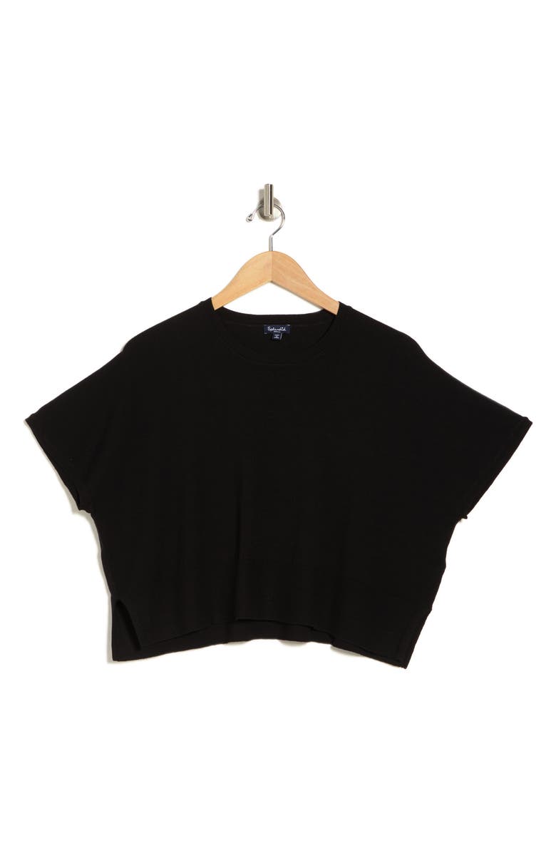 Splendid Jette Short Sleeve Crop Sweater, Alternate, color, Black