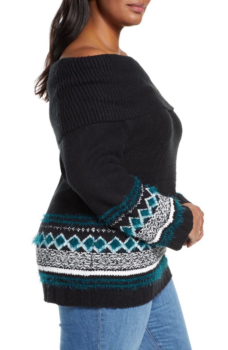 Caslon<sup>®</sup> Fair Isle Convertible Cowl Neck Sweater, Alternate, color, 