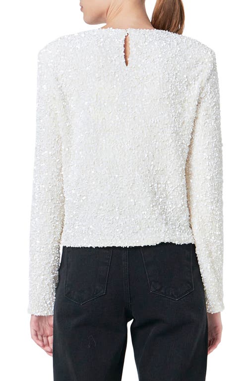 Endless Rose Sequin Long Sleeve Top In Ivory