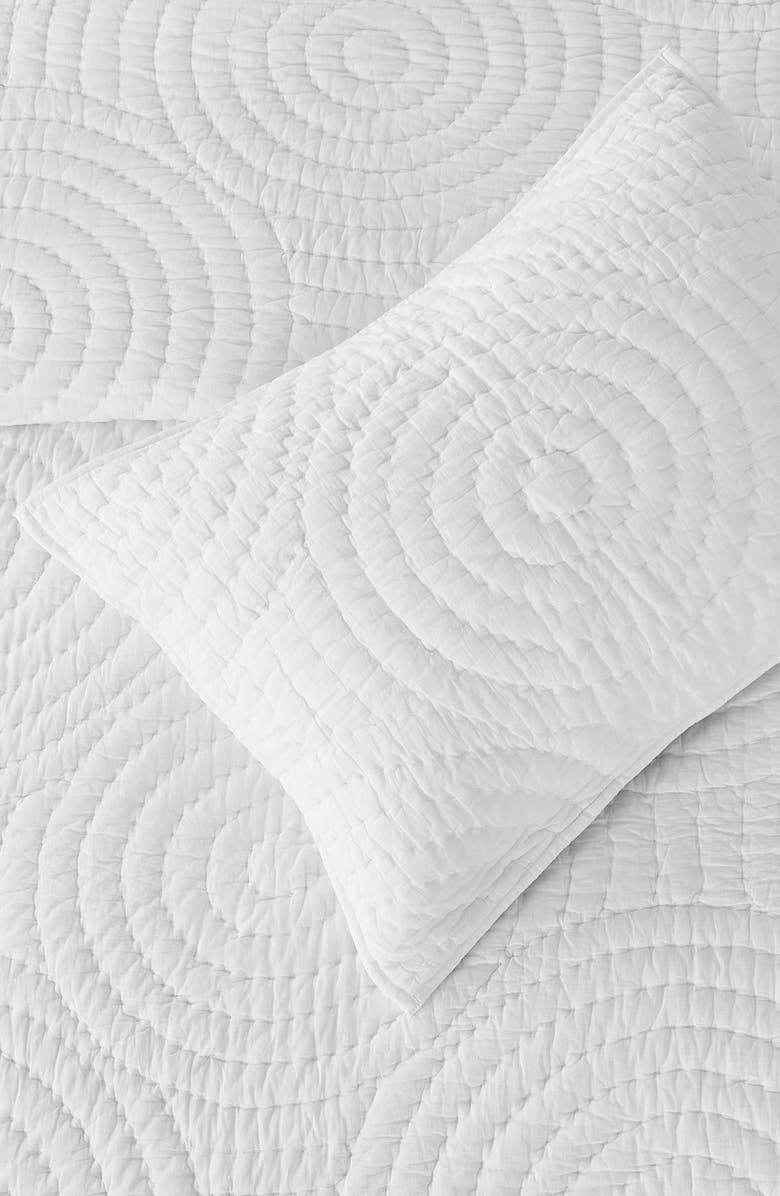 MELANGE HOME Voile Cotton Handstitch Quilt & Sham Set, Alternate, color, White