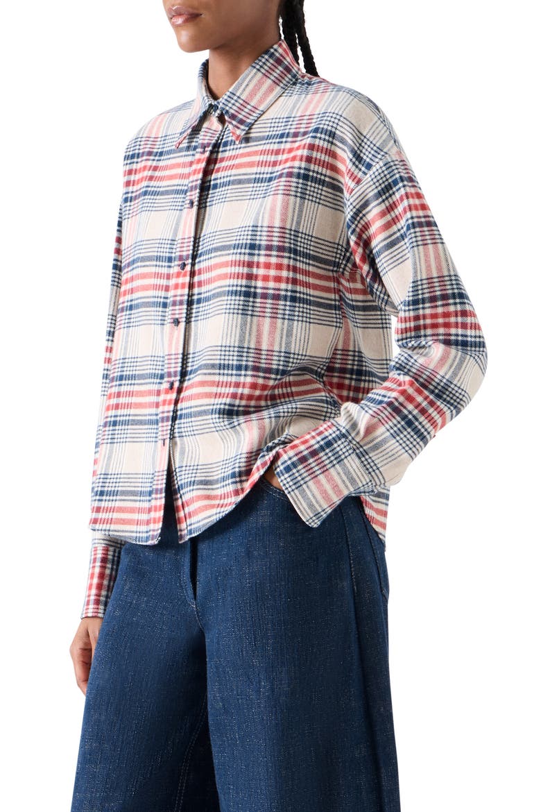 Plaid Brushed Cotton Flannel Shirt, Alternate, color, CASHEW-MULTICOLOR