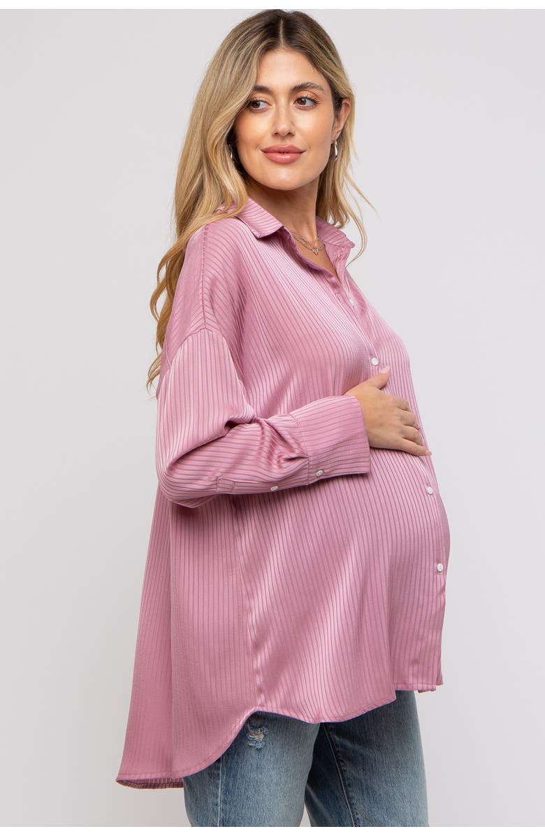 PinkBlush Striped Button Up Top, Alternate, color, Mauve