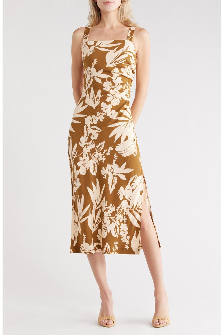 Damaris Midi Dress, Main, color, OLIVE TROPIC