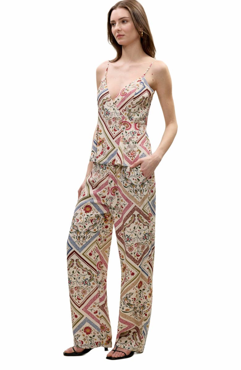 Rebecca Taylor Irie Silky Top, Alternate, color, Montage Floral Ivory Combo