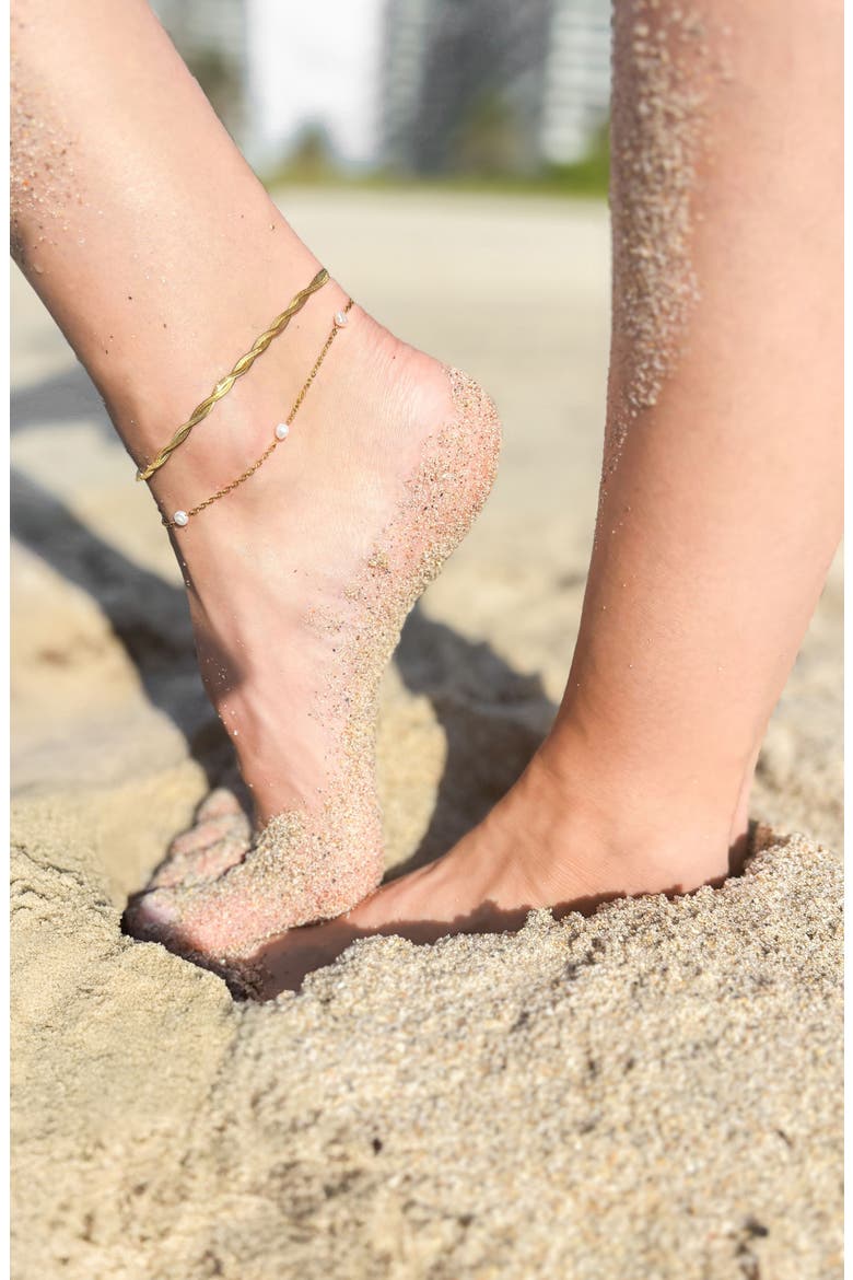 Twisted Chain Anklet, Alternate, color, GOLD