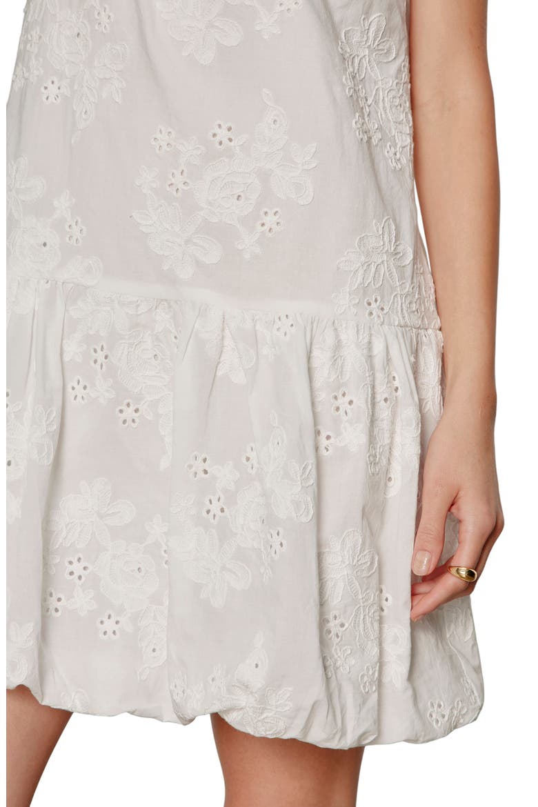 Garden Cotton Eyelet Bubble Hem Minidress, Alternate, color, WHITE