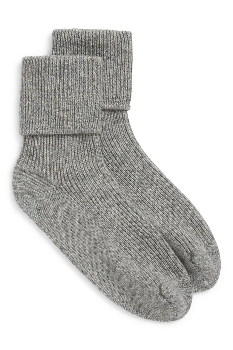 Rib Cashmere Travel Socks, Main, color, LIGHT GREY