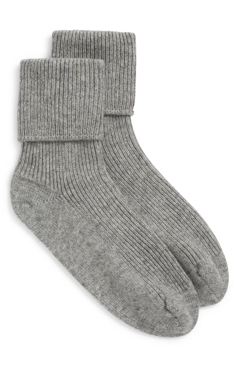 Johnstons of Elgin Rib Cashmere Travel Socks, Main, color, Light Grey