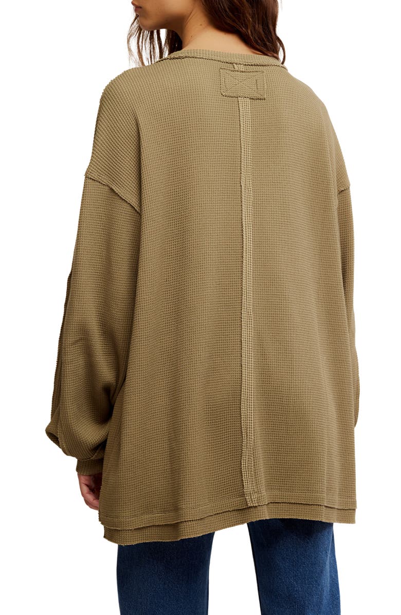 Free People Coast 2 Coast Oversize Thermal Top, Alternate, color, Gothic Olive