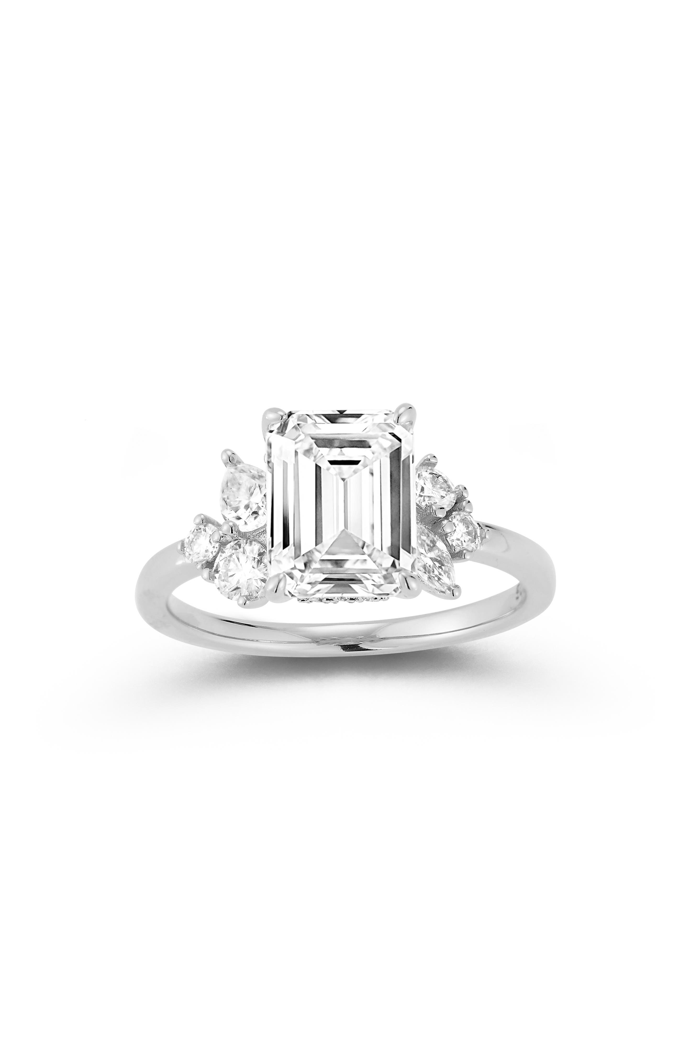 Emerald Cut Moissanite Statement Ring