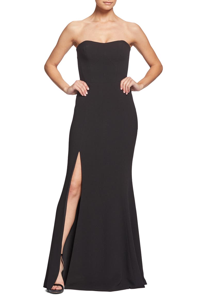 Ellen Strapless Trumpet Gown, Main, color, BLACK