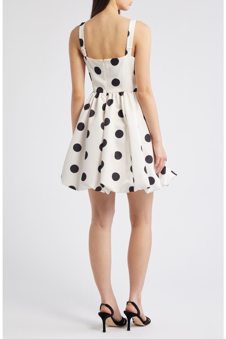Polka Dot Rosette Detail Cocktail Minidress, Alternate, color, IVORY/ BLACK