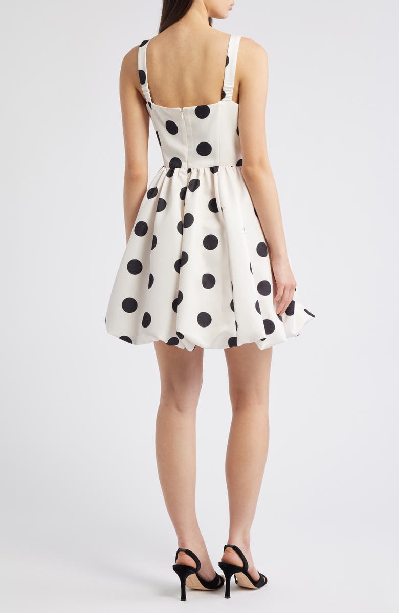 Julia Jordan Polka Dot Rosette Detail Cocktail Minidress, Alternate, color, Ivory/ Black