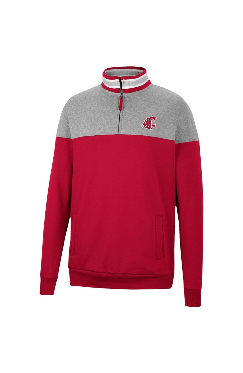 COLOSSEUM Men's Colosseum Heathered Gray/Cardinal Washington State Cougars Be the Ball Quarter-Zip Top, Alternate, color, Crimson