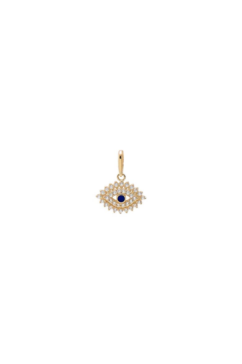 CZ & Sapphire Blue Evil Eye Charm 14K, Main, color, 14K Gold