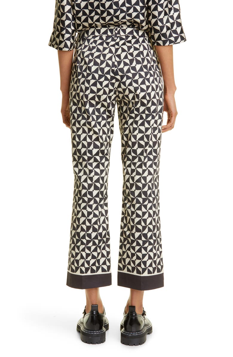 Max Mara Nereo Geo Print Beaded Hem Crop Stretch Cotton Trousers, Alternate, color, 
