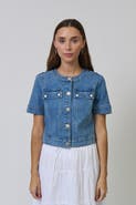 Central Park West Serena Short Sleeve Denim Jacket