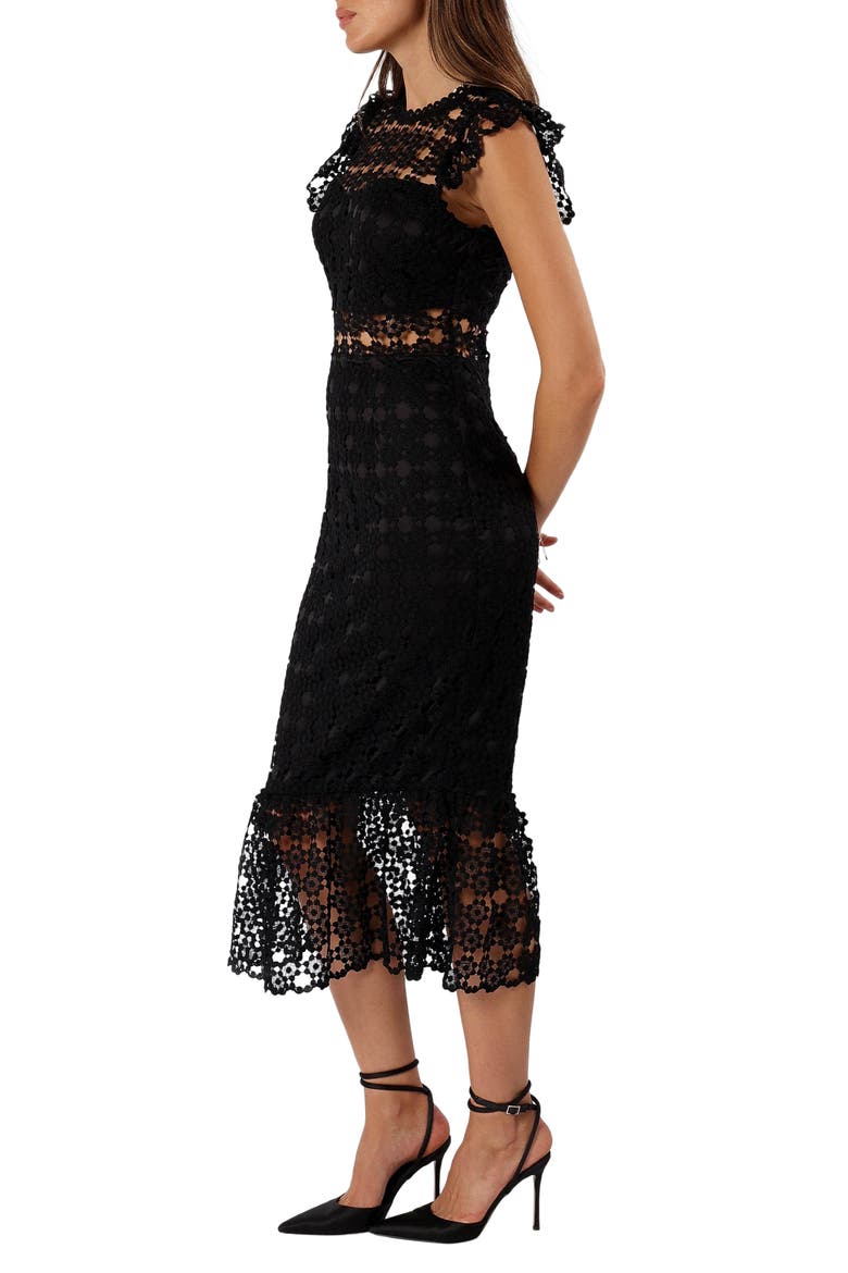 Lauren Lace Overlay Dress, Alternate, color, BLACK