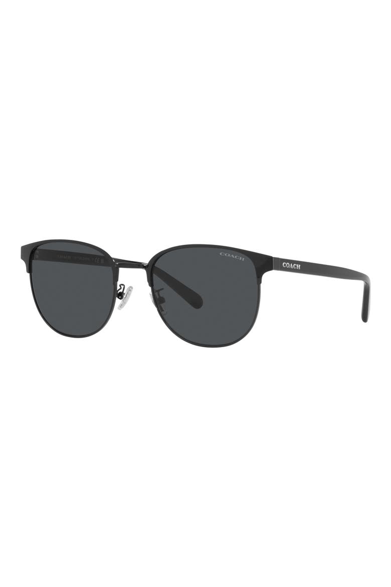 54mm Round Sunglasses, Alternate, color, SHINY BLACK