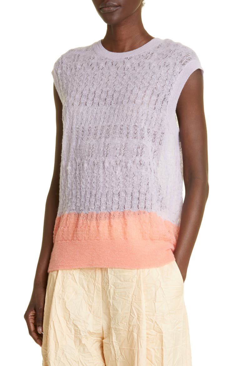 Colorblock Contrast Sleeveless Sweater, Alternate, color, LILAC 403