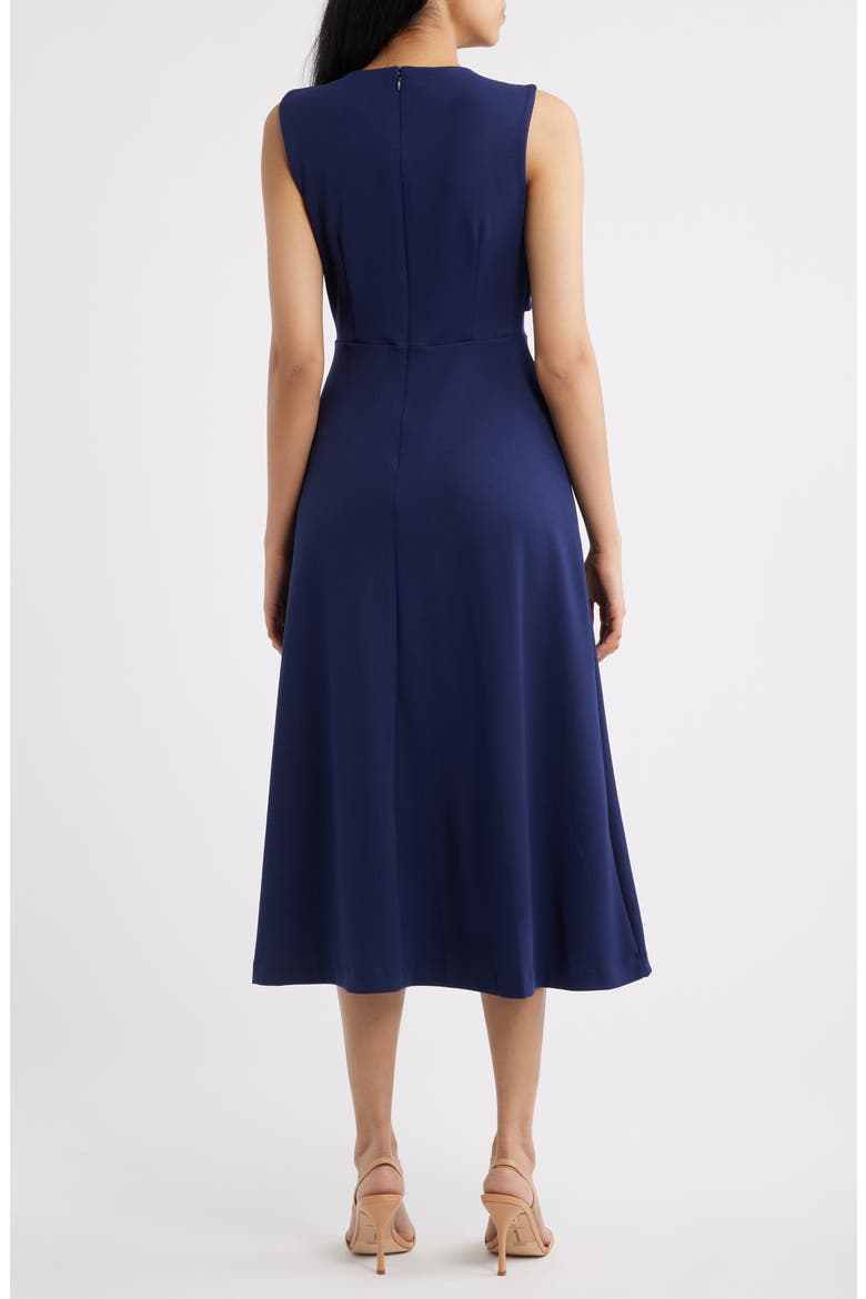 Twist Neck A-Line Midi Dress, Alternate, color, DEEEP NAVY