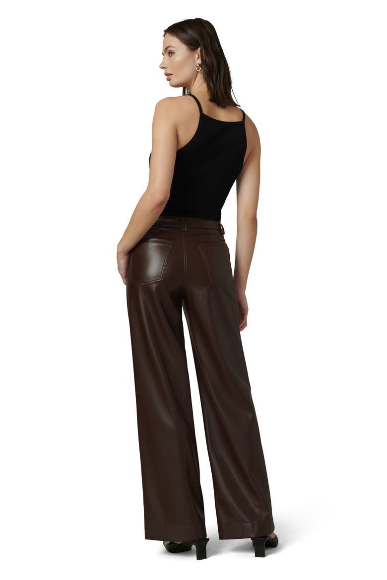 The Mia High Waist Faux Leather Wide Leg Jeans, Alternate, color, COFFEE BEAN