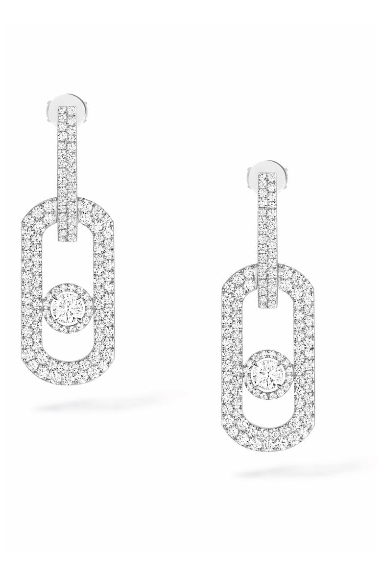 So Move Pavé Diamond Drop Earrings, Main, color, WHITE GOLD