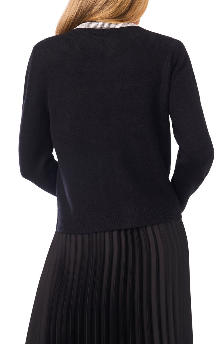 Halogen<sup>®</sup> Rhinestone Collar Cardigan, Alternate, color, Rich Black