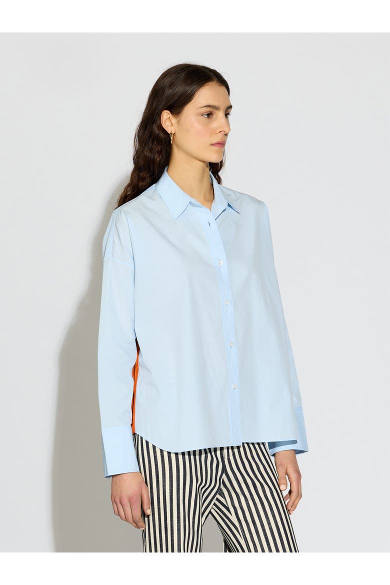 Sirene Poplin Shirt with Silk Twill Lake Como Print Scarf Back, Alternate, color, Pale Blue