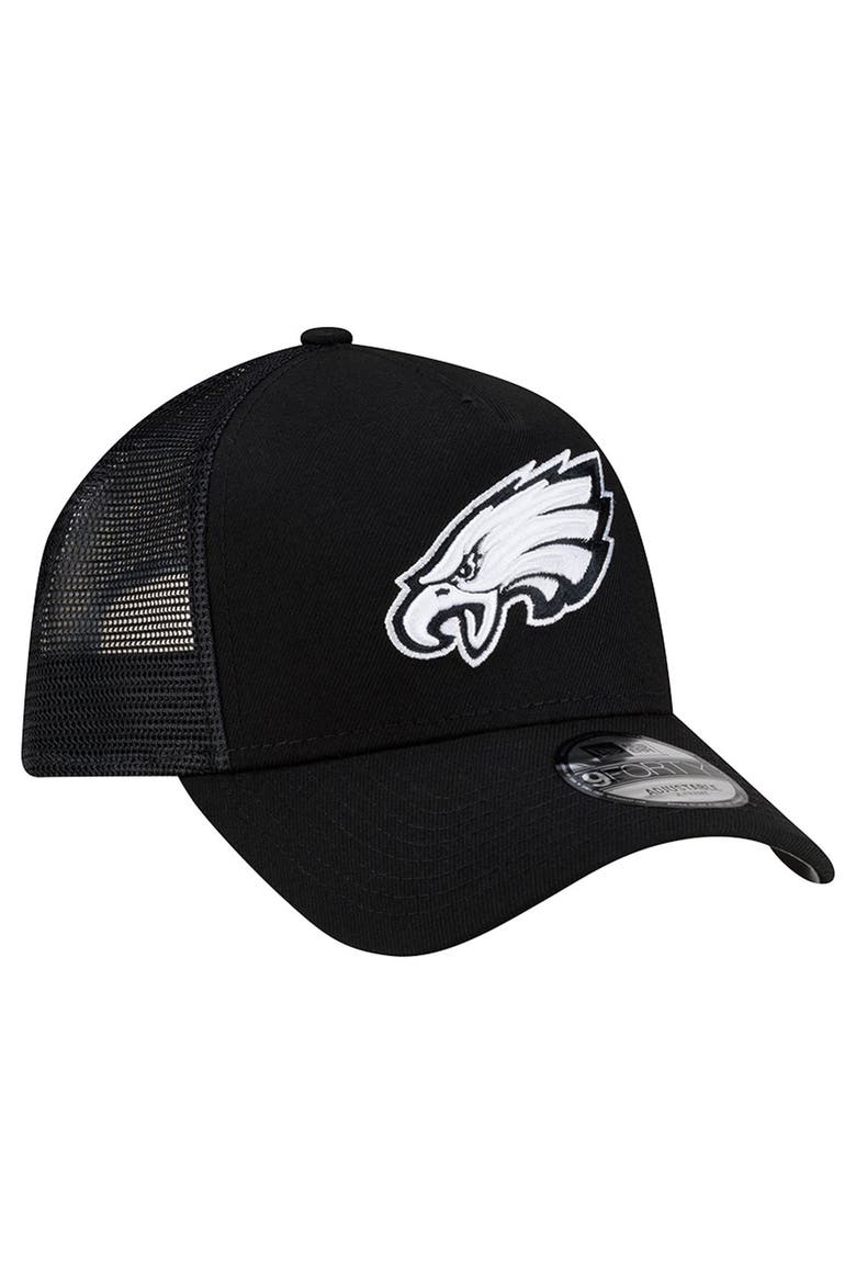Men's New Era Black Philadelphia Eagles City Script 9FORTY A-Frame Adjustable Hat, Alternate, color, Black