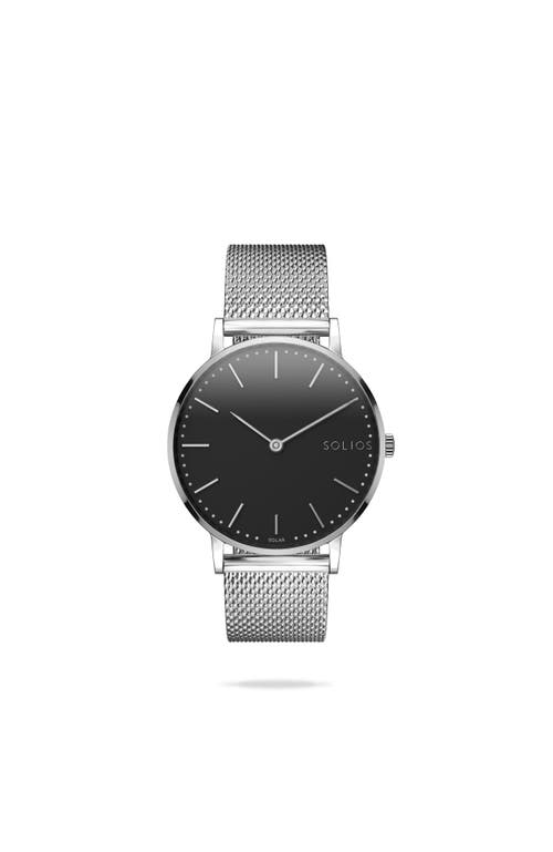 Solios Watches The Solar Classic | Black Dial In Silver Mesh Metal