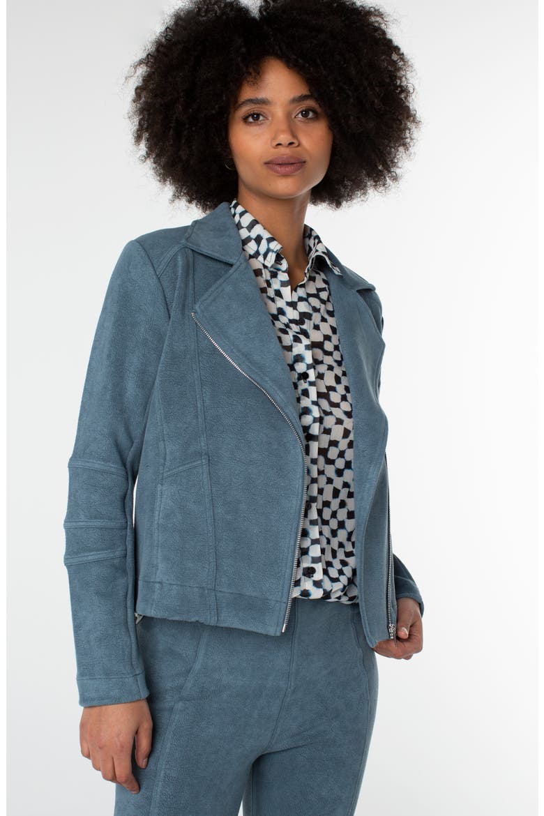 Faux Suede Moto Jacket, Alternate, color, SLATE BLUE