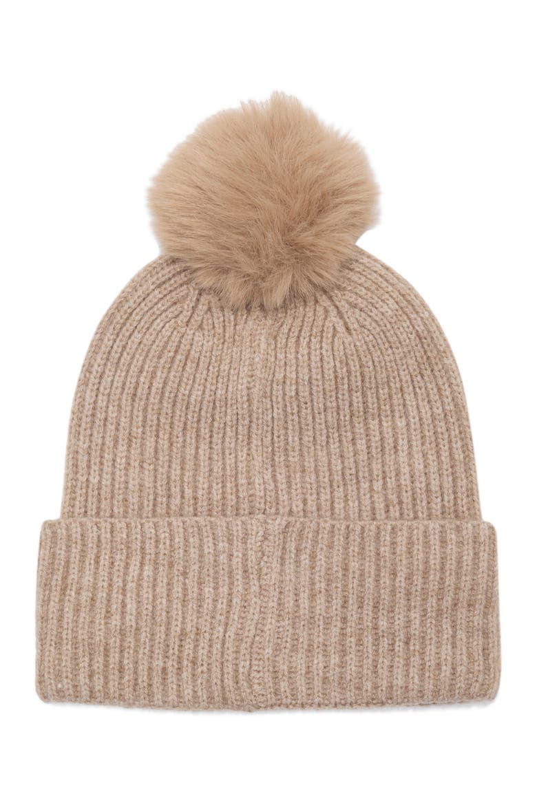 Mixed Metallic Pom Beanie, Alternate, color, TAUPE