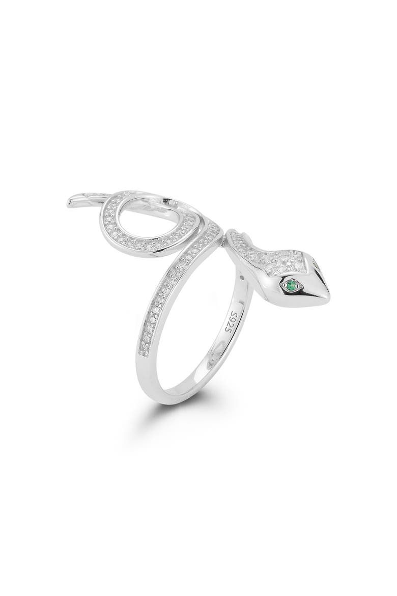 Cubic Zirconia Snake Ring, Alternate, color, SILVER