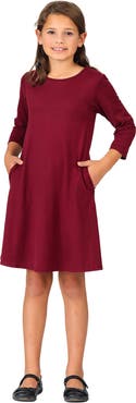 24sevenKid Long Sleeve Loose Fit Knee Length Tunic Pocket Dress
