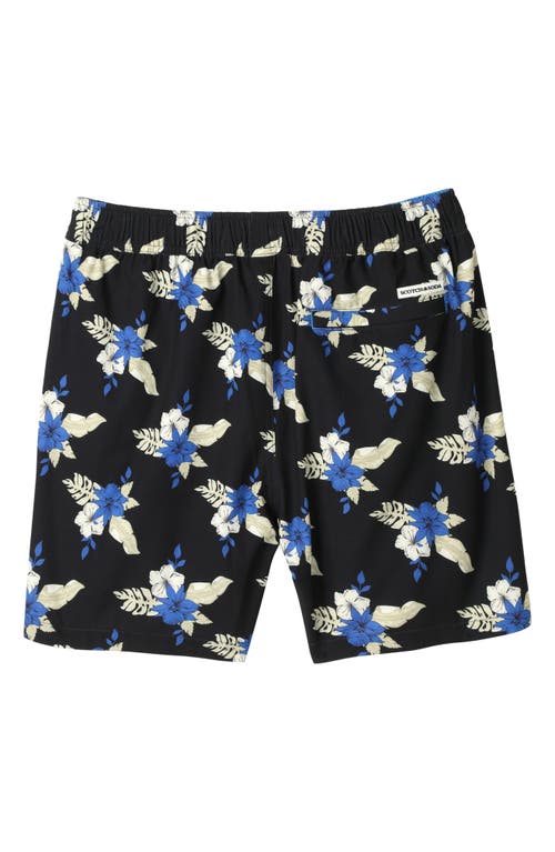 Scotch & Soda Midnight Garden Swim Trunks In Black