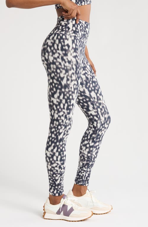 Zella Studio Luxe Print High Waist Pocket 7/8 Leggings In Navy Tortoise Shell