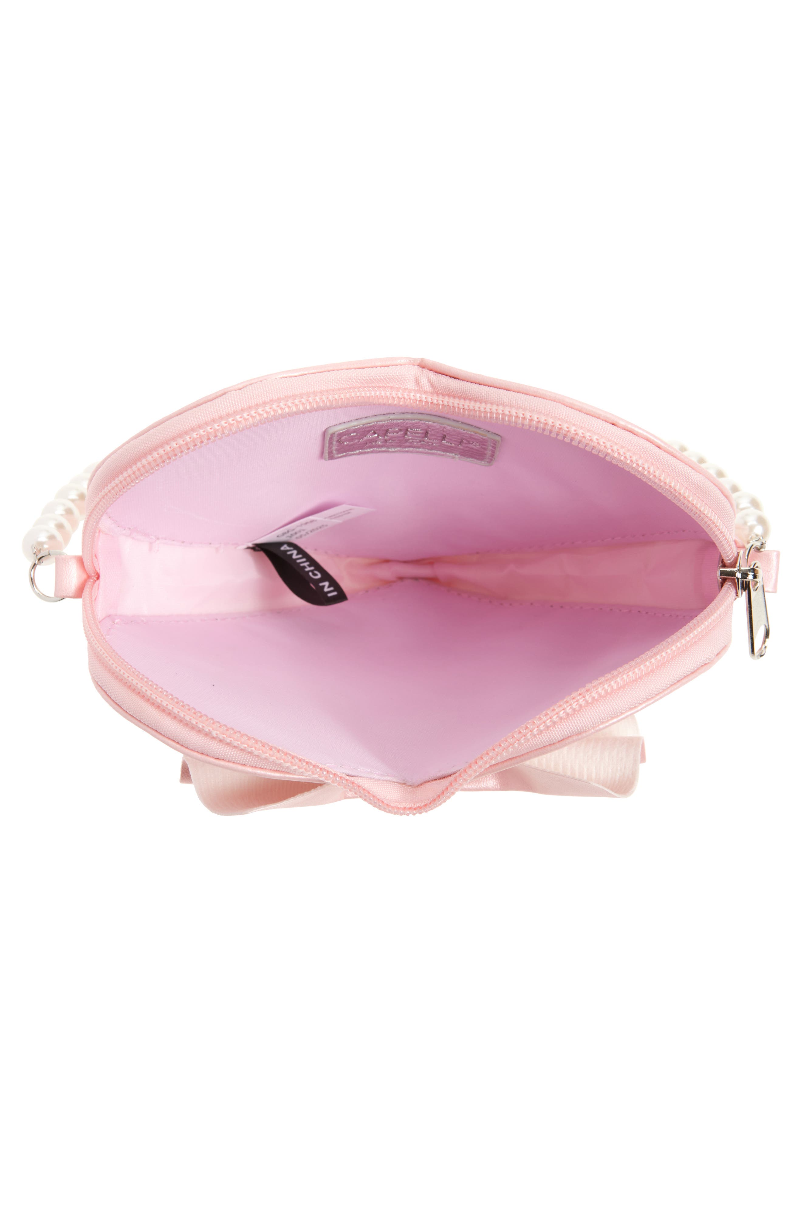 Capelli New York Kids' Imitation Pearl Faux Leather Heart Shoulder Bag, Alternate, color, Pink