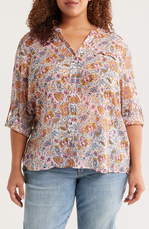 Kut From The Kloth Jasmine Roll Sleeve Top In Multi