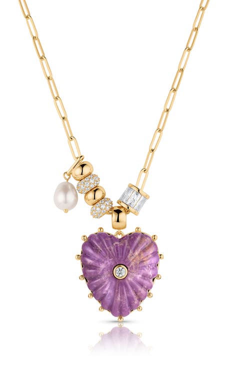Soire Blue Lace Agate Heart Pendant Necklace